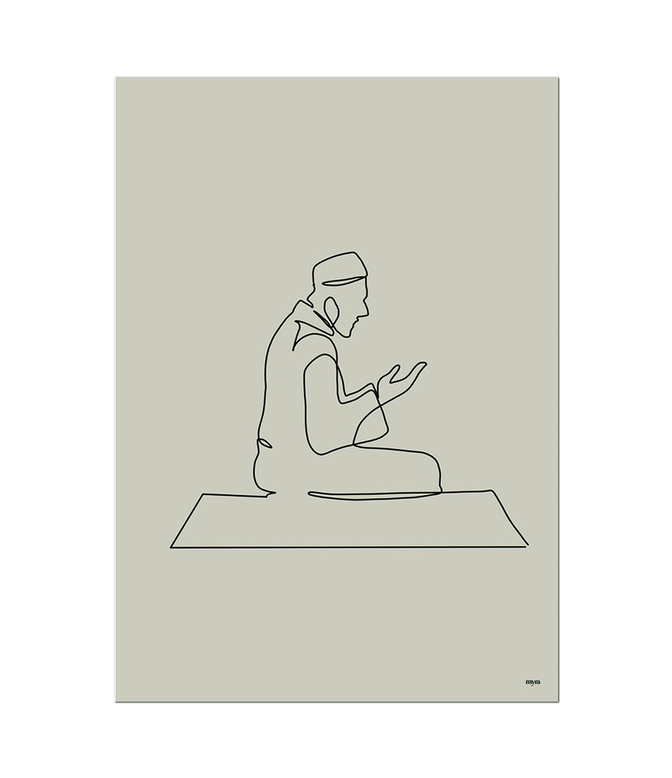 Praying Man Line Art