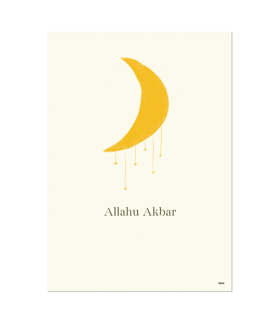 Allahu Akbar Moon Illustration Kids Poster