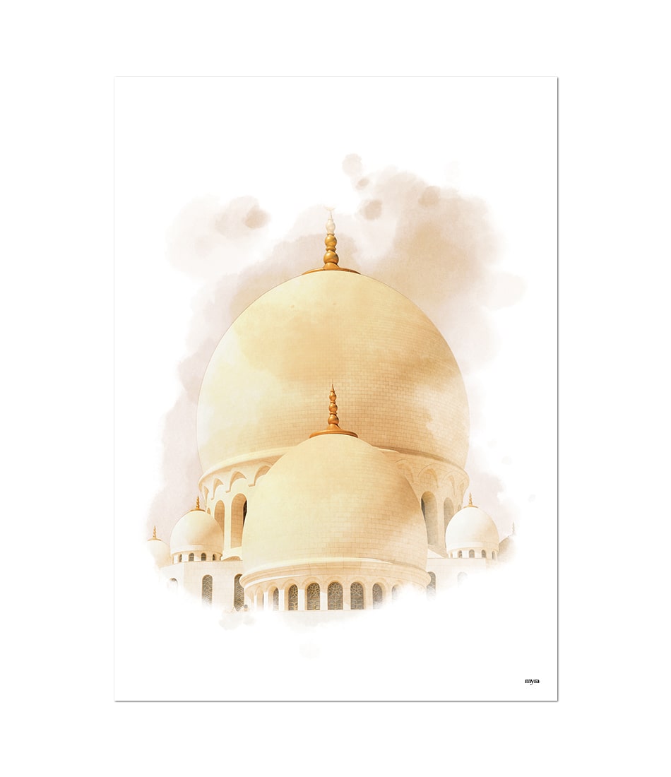 Abu Dhabi Mosque Closeup Watercolour