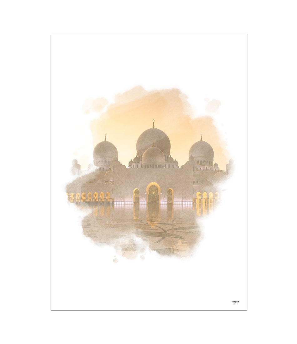 Abu Dhabi Mosque Watercolour