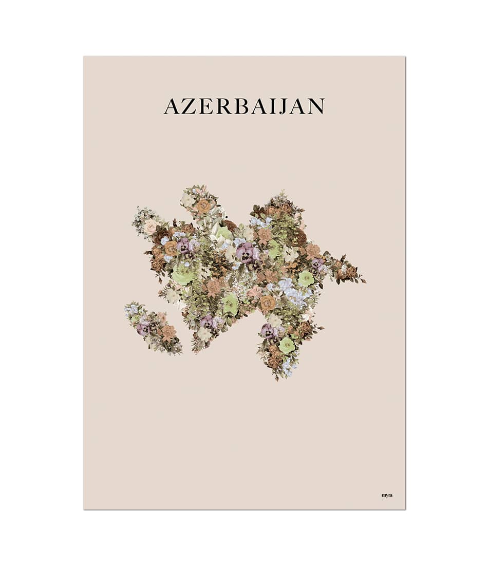 Azerbaijan Floral Map Brown