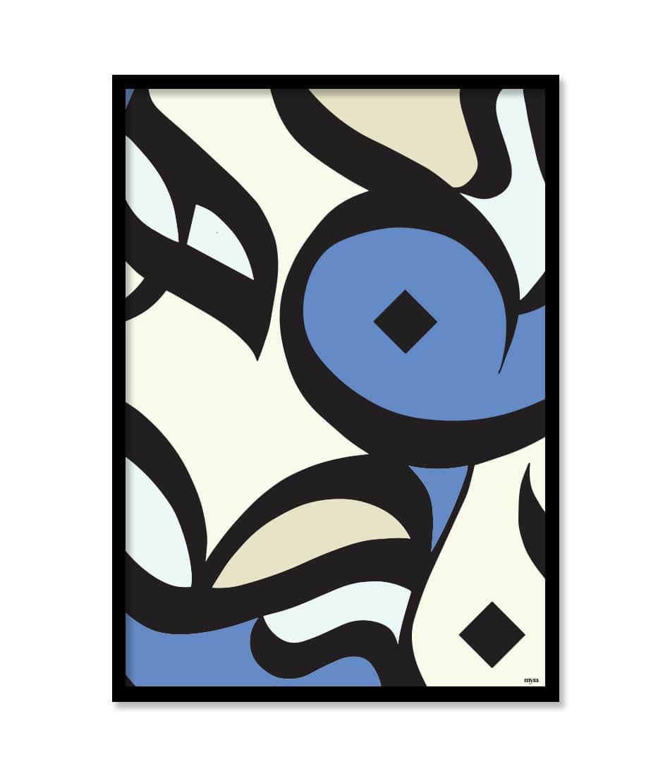 Bold Arabic Abstract Letters Blue