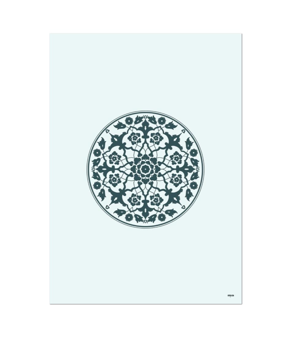 Geometrical Floral Circle Blue