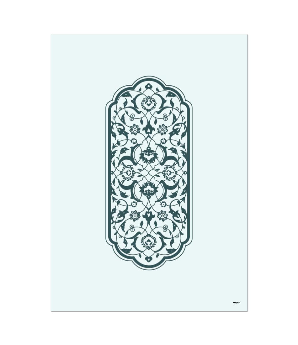 Geometrical Floral Pattern Blue