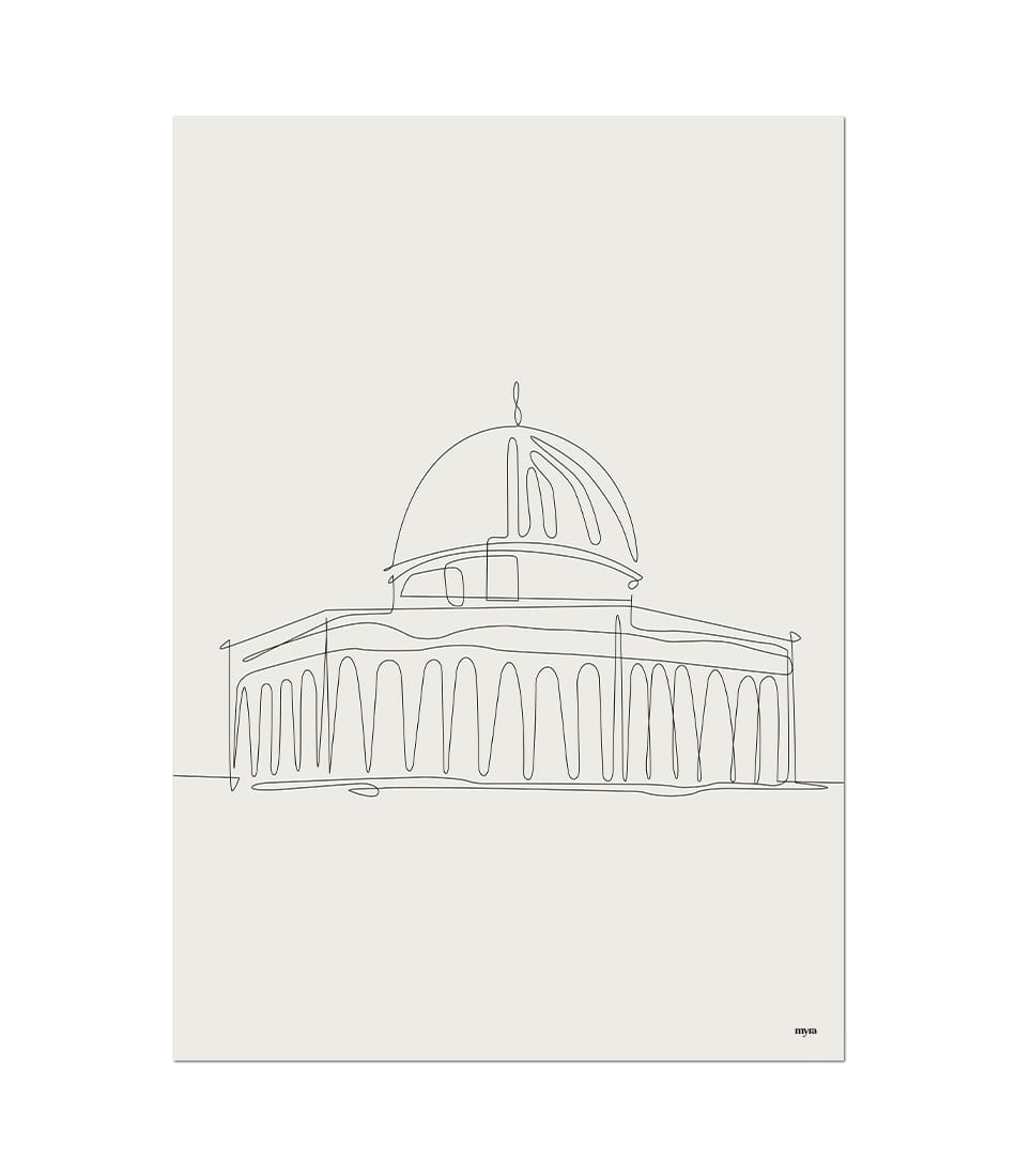 Dome of the Rock Mosque Line Illustration