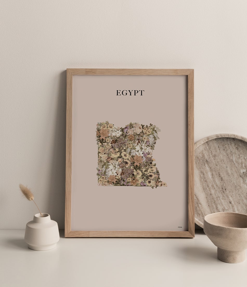 Egypt Floral Map Brown
