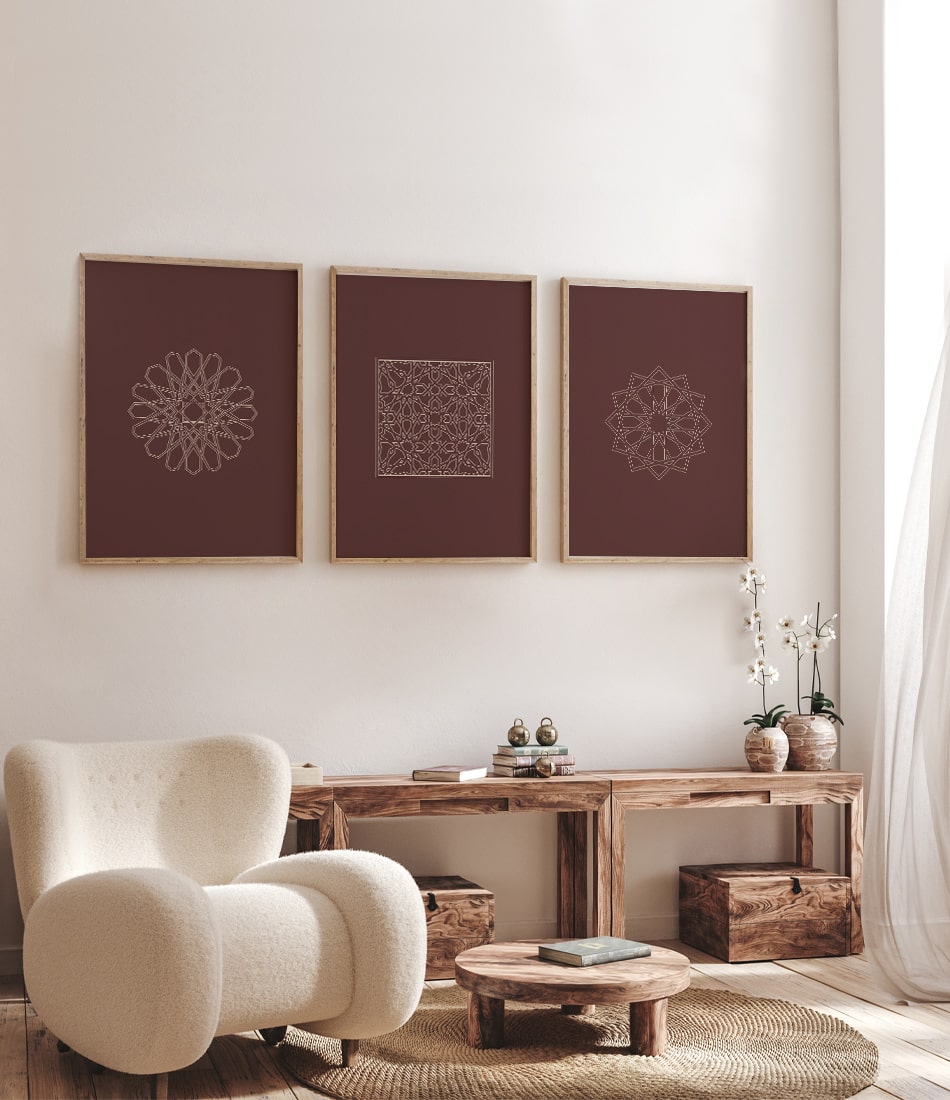 Islamic Geometry Brown Collection (Set x3)