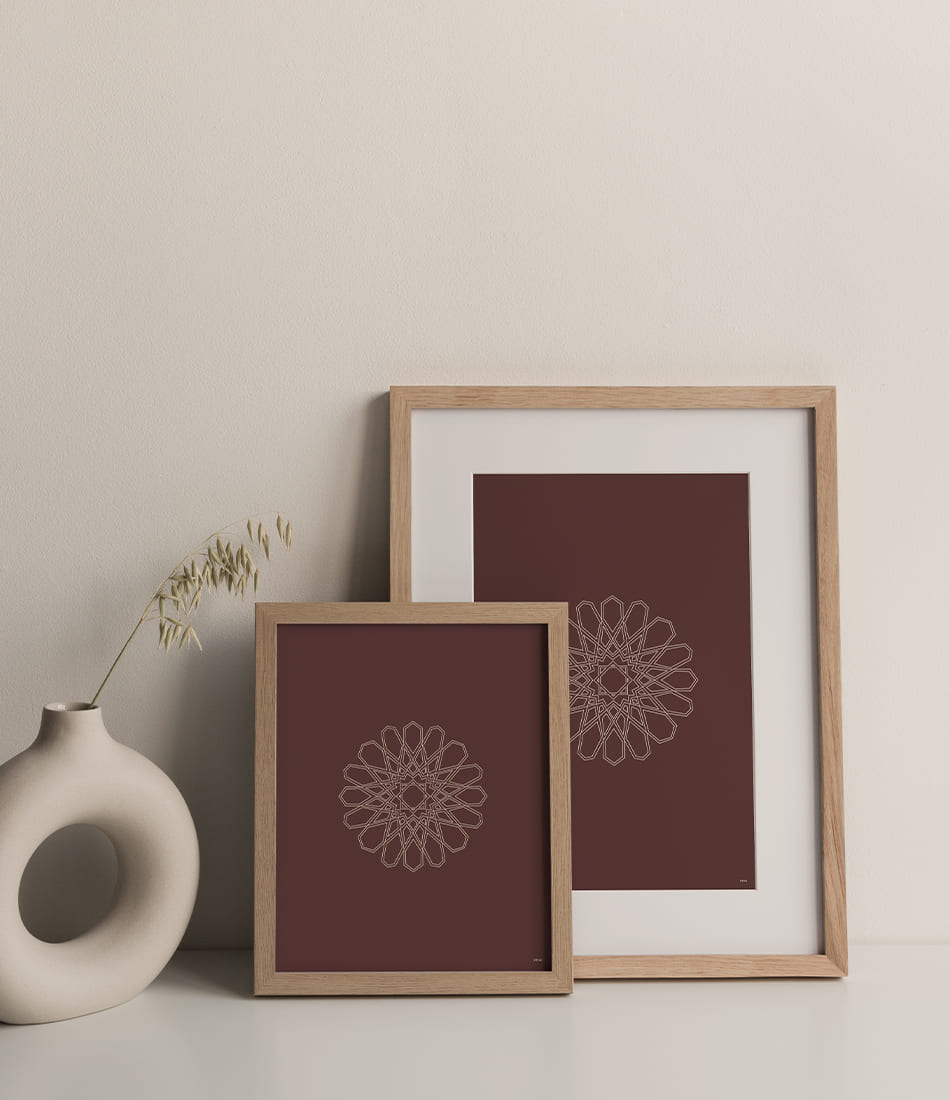 Minimal Geometrical Flower Brown