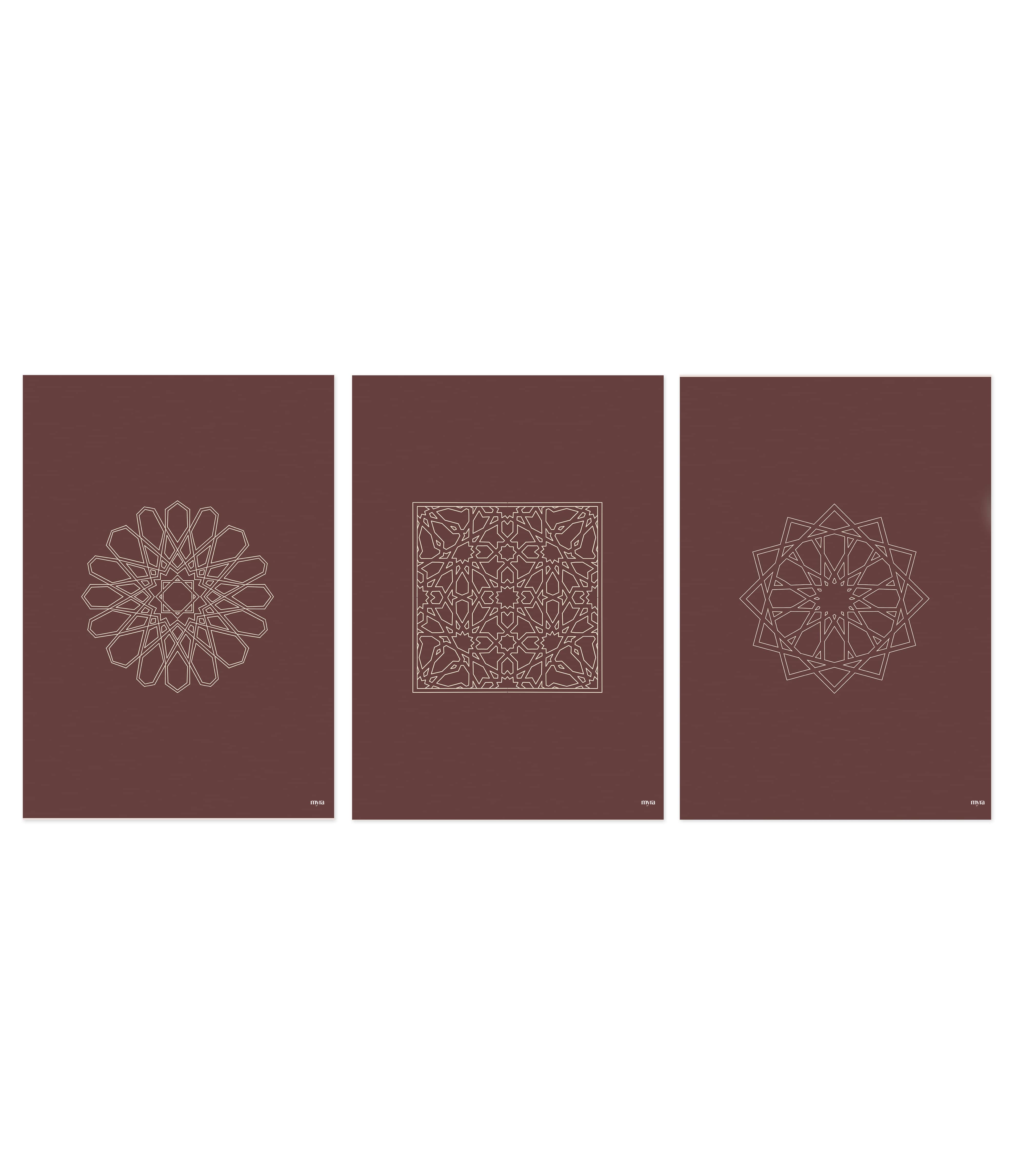 Islamic Geometry Brown Collection (Set x3)