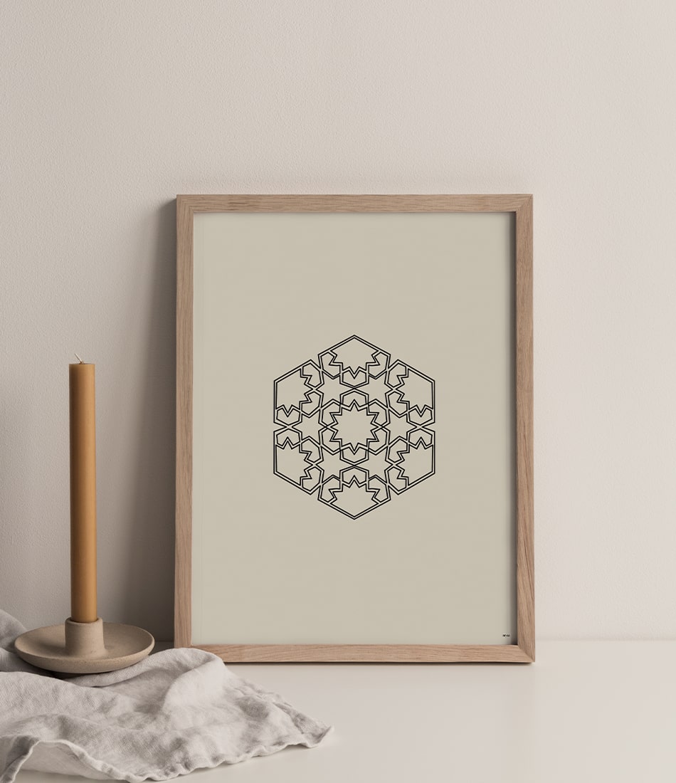 Minimal Geometrical Hexagon Beige