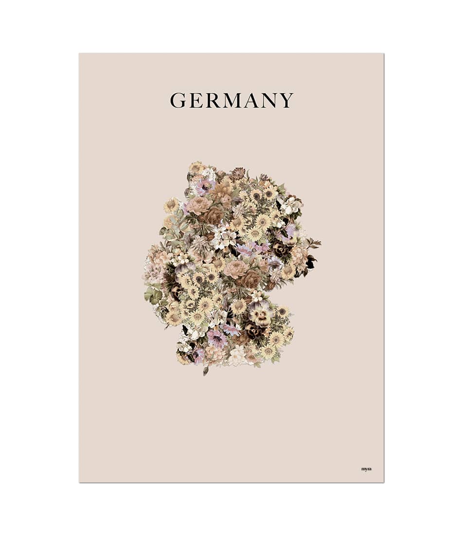 Germany Floral Map Brown