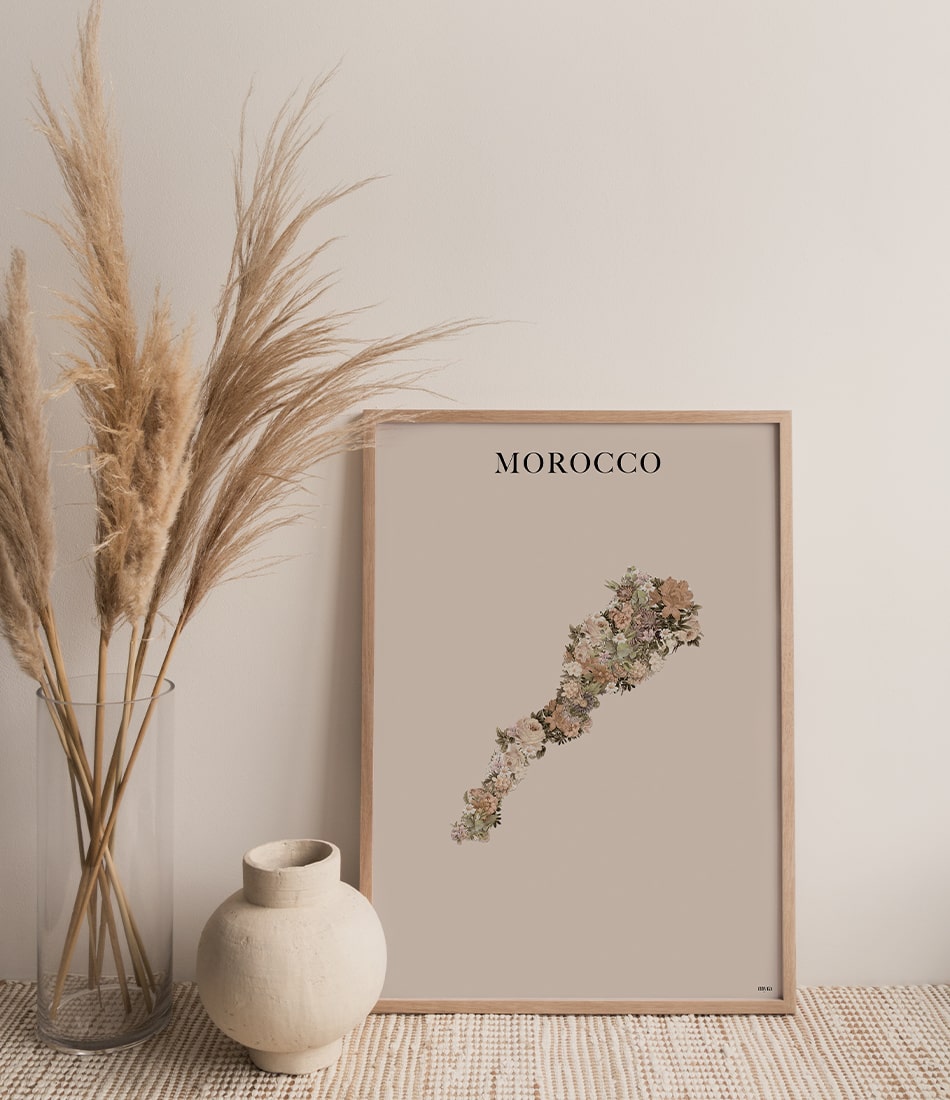 Morocco Floral Map Brown