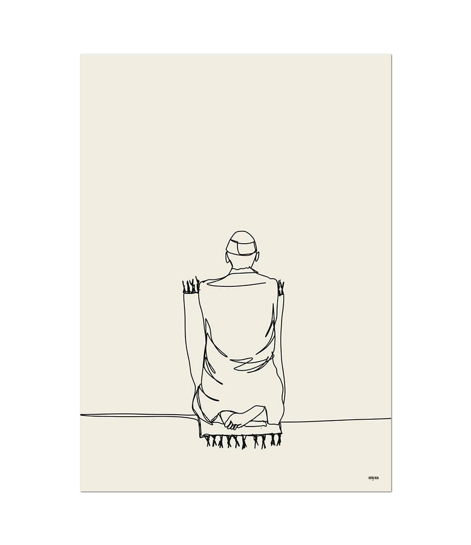 Praying Man Line Illustration