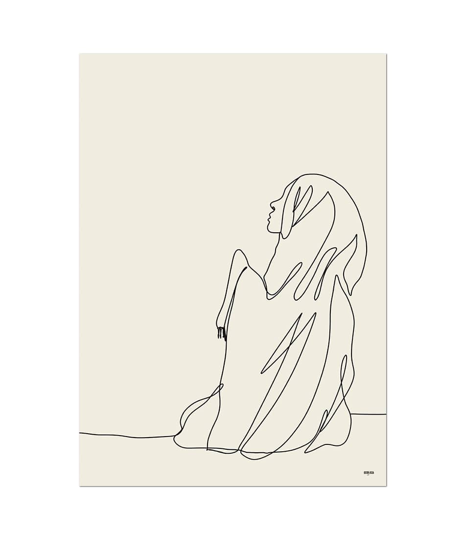 Praying Woman Line Illustration