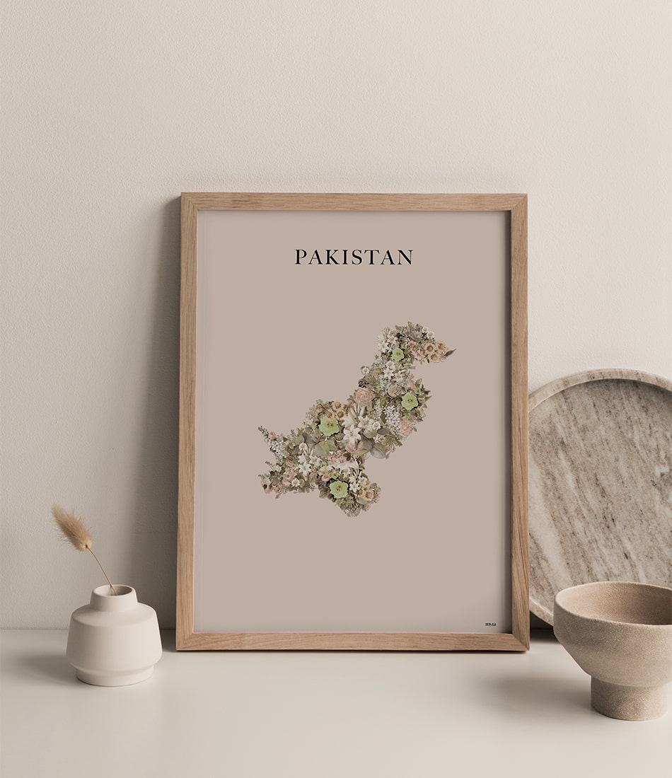 Pakistan Floral Map Brown