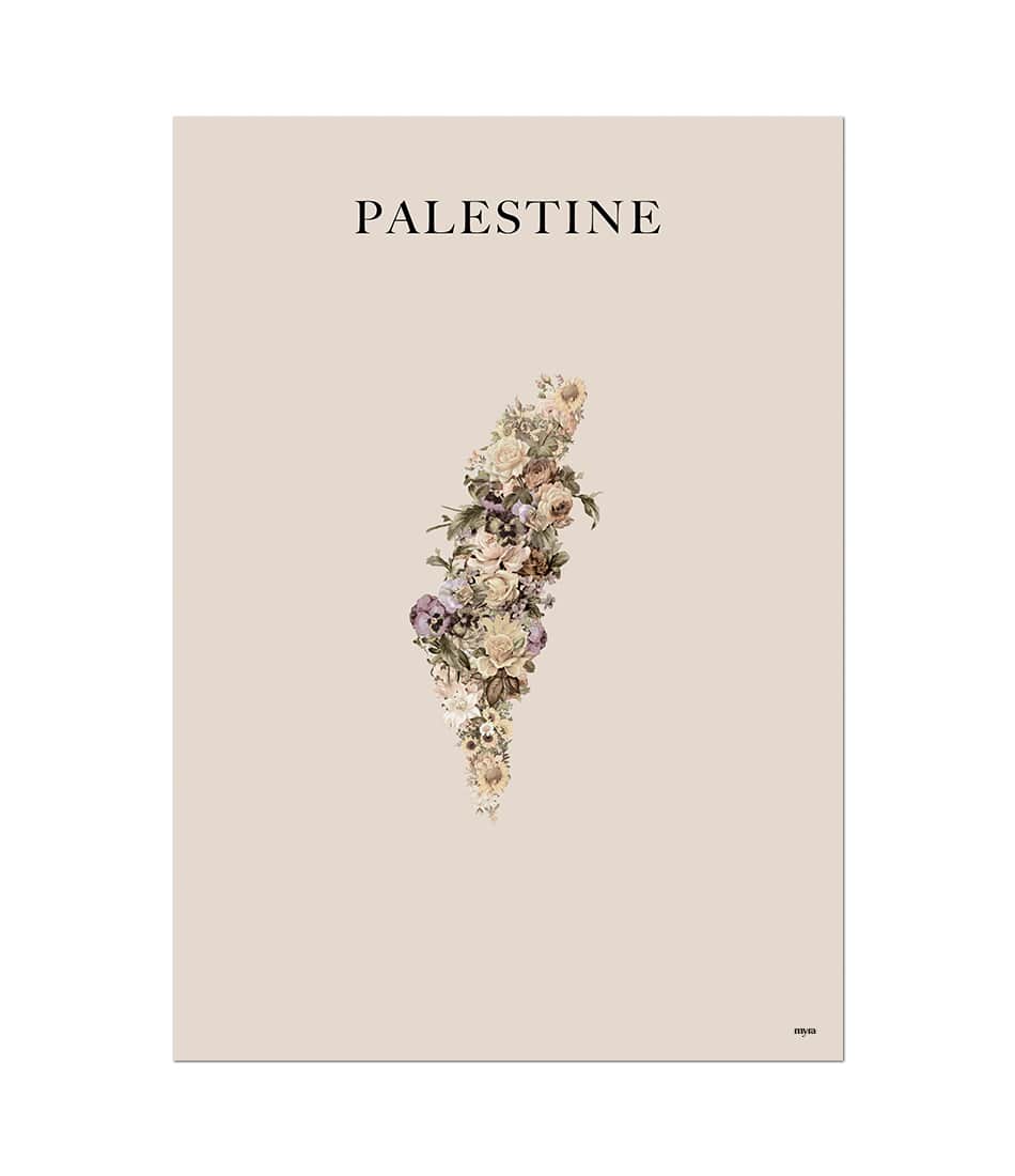 Palestine Floral Map Brown