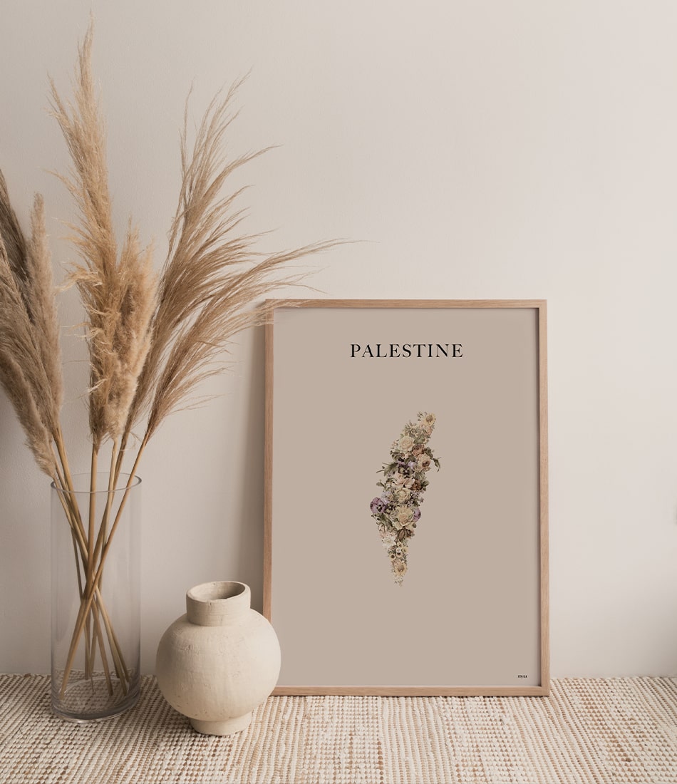 Palestine Floral Map Brown