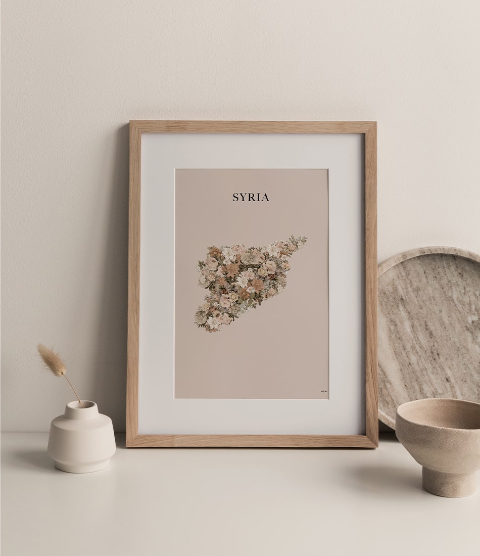 Syria Floral Map Brown