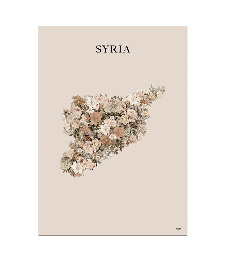Syria Floral Map Brown