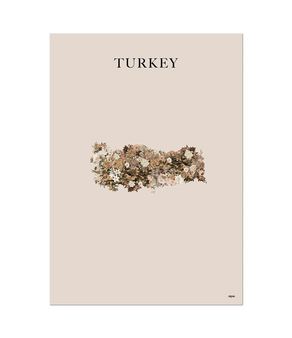 Turkey Floral Map Brown