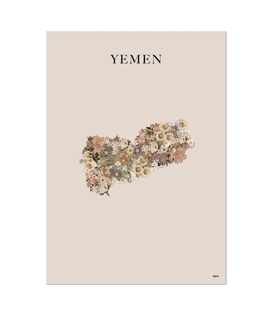 Yemen Floral Map Brown